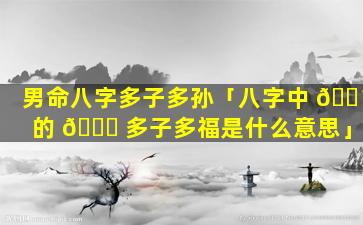 男命八字多子多孙「八字中 🌴 的 🍀 多子多福是什么意思」